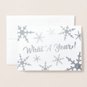 Wat een jaar Silver Snowflakes Business Holiday Folie Kaarten (Voorkant met envelop)