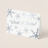 Wat een jaar Silver Snowflakes vakantie Folie Kaarten (Voorkant)