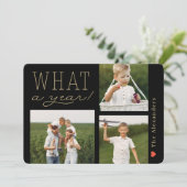 Wat een jaar vakantie fotokaart feestdagenkaart (Staand voorkant)