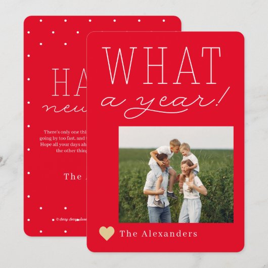 Wat een jaar vakantie fotokaart feestdagenkaart (Voorkant / Achterkant)