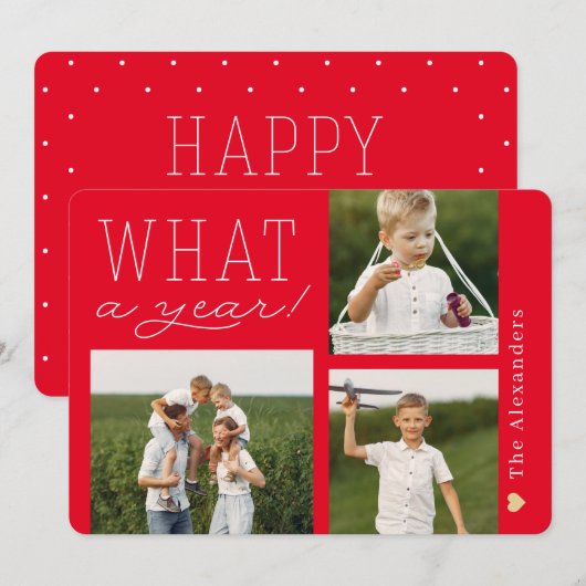 Wat een jaar vakantie fotokaart feestdagenkaart (Voorkant / Achterkant)