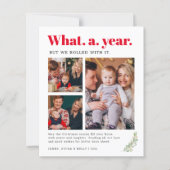 Wat een Jaar Vrolijk Kerstmis Fotokaart (Voorkant)