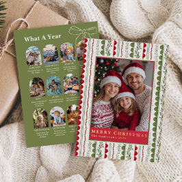 Wat een jaar Whimsical Twaalf Fotocollage Folie Feestdagenkaart