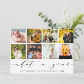 Wat een jaar | Witte fijne feestdagen foto collage Feestdagenkaart (Staand voorkant)