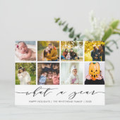 Wat een jaar| Witte Prettige feestdagen fotocollag Feestdagenkaart (Staand voorkant)