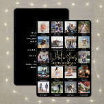 Wat een jaar! Zwart 18 Fotocollage & Bijschriften Folie Feestdagenkaart<br><div class="desc">Wat een jaar om te onthouden! Stuur stijlvolle vreugdevolle groeten en deel 18 van uw favoriete afbeeldingen met een aangepaste fotocollage zwarte, witte en gouden folie vakantiekaart. Alle tekst op deze sjabloon Prettige feestdagen is eenvoudig te personaliseren om een formulering zoals Vrolijk kerstfeest, Seizoenen, Groeten, Nieuwjaar Cheers, etc. (AFBEELDING PLACEMENT...</div>