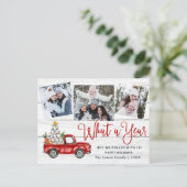 Wat een jaarlijkse kerstfoto van het rode Boerderi Briefkaart (Staand voorkant)