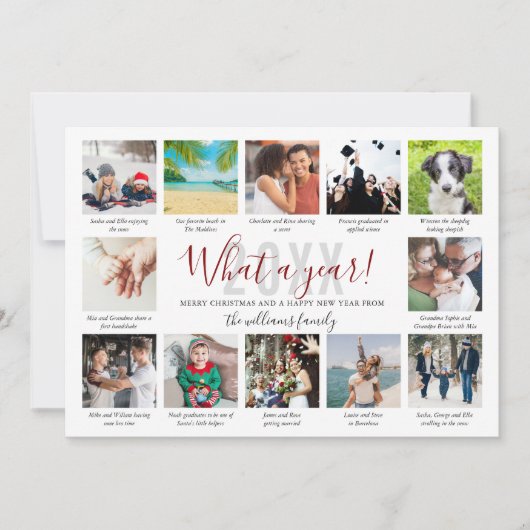 Wat een jaaroverzicht bijschriften 12 foto collage feestdagenkaart (Voorkant)