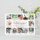 Wat een jaaroverzicht bijschriften 12 foto collage feestdagenkaart (Staand voorkant)