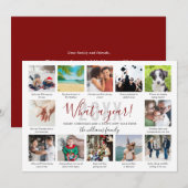 Wat een jaaroverzicht bijschriften 12 foto collage feestdagenkaart (Voorkant / Achterkant)