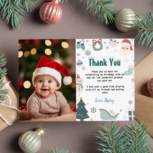 Wat een leuk kerst verjaardags foto bedankt