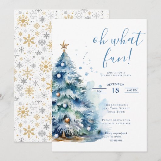 Wat een leuk kerstdinerfeest kaart (Voorkant / Achterkant)