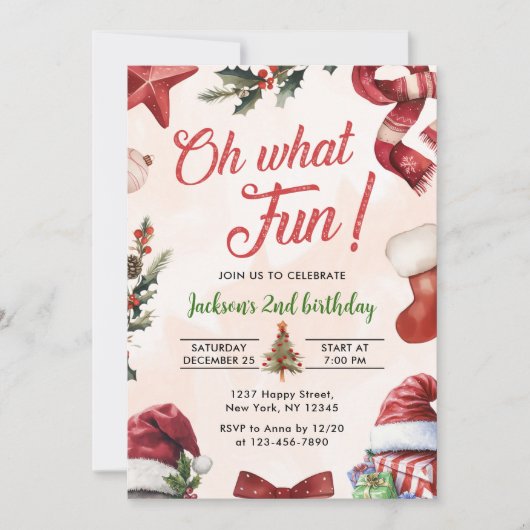 Wat een leuk kerstfeest 2e verjaardag kaart (Voorkant)