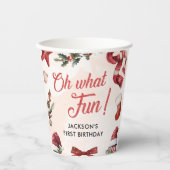 Wat een leuk kerstfeest eerste verjaardag papieren bekers (Voorkant)