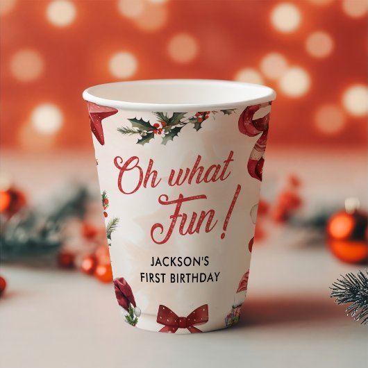 Wat een leuk kerstfeest eerste verjaardag papieren bekers