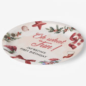 Wat een leuk kerstfeest eerste verjaardag papieren bordje (Gekanteld)