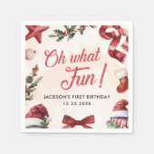 Wat een leuk kerstfeest eerste verjaardag servet (Voorkant)