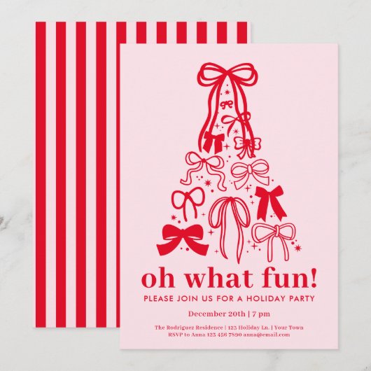 Wat een leuk modern roze rood feest kaart (Voorkant / Achterkant)