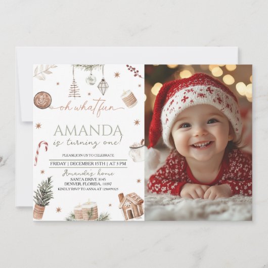 Wat een leuke eerste kerstfoto kaart (Voorkant)