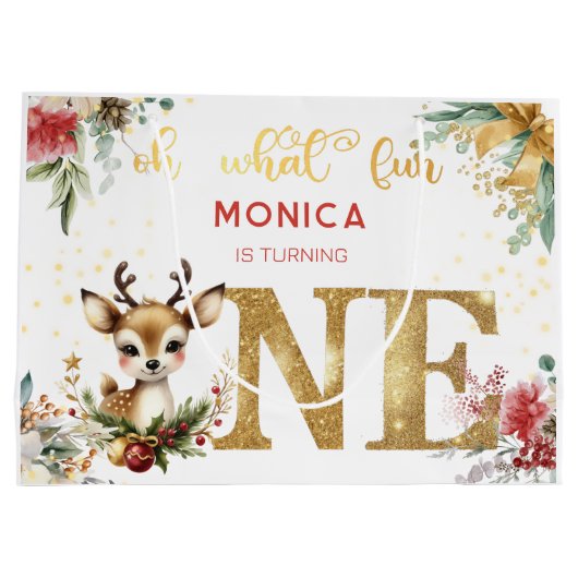 Wat een leuke eerste verjaardag kerst groot cadeauzakje (Achterkant)