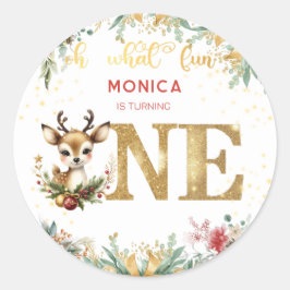 Wat een leuke eerste verjaardag kerst ronde sticker