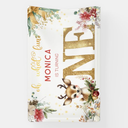 Wat een leuke eerste verjaardag kerst spandoek (Verticaal)