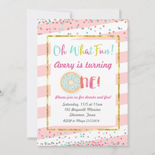 Wat een leuke eerste verjaardag uitnodiging (Voorkant)