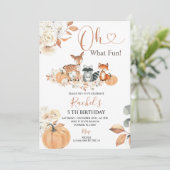 Wat een leuke Herfst Woodland Pumpkin Verjaardag Kaart (Staand voorkant)