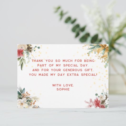 Wat een leuke kerst eerste verjaardag bedankkaart (Staand voorkant)