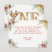 Wat een leuke kerst eerste verjaardag bedankkaart (Voorkant / Achterkant)