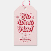 Wat een leuke kerst-verjaardagsfeest-favoriet cadeaulabel (Voorkant)