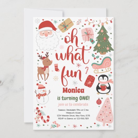 Wat een leuke kerstuitnodiging kaart (Voorkant)