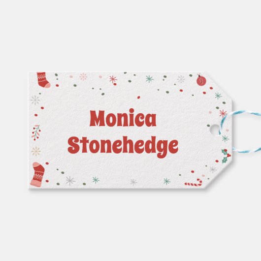 Wat een leuke kerstverjaardag cadeaulabel (Voorkant (Horizontaal))