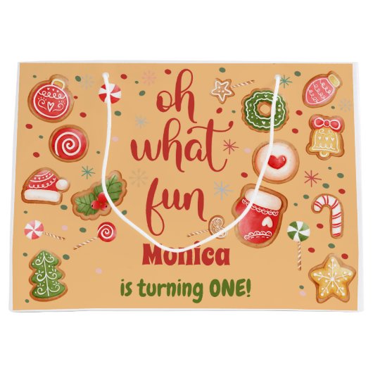 Wat een leuke kerstverjaardag groot cadeauzakje (Voorkant)