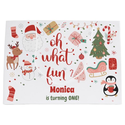 Wat een leuke kerstverjaardag groot cadeauzakje (Voorkant)