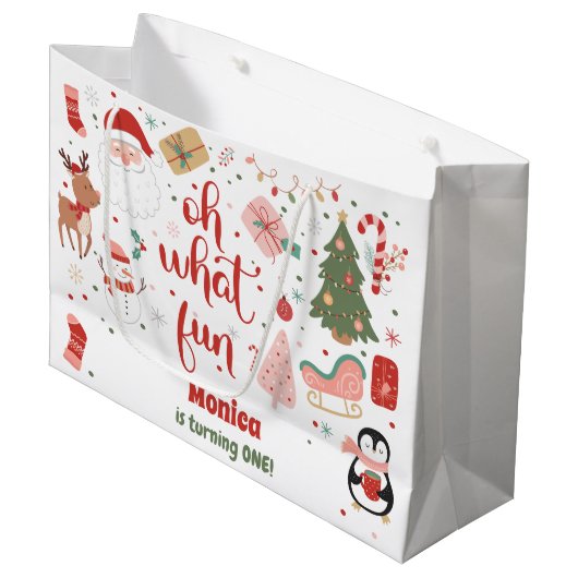 Wat een leuke kerstverjaardag groot cadeauzakje (Voorkant Gekanteld)