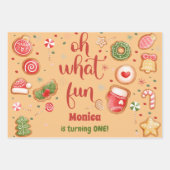 Wat een leuke kerstverjaardag inpakpapier vel (Voorkant)