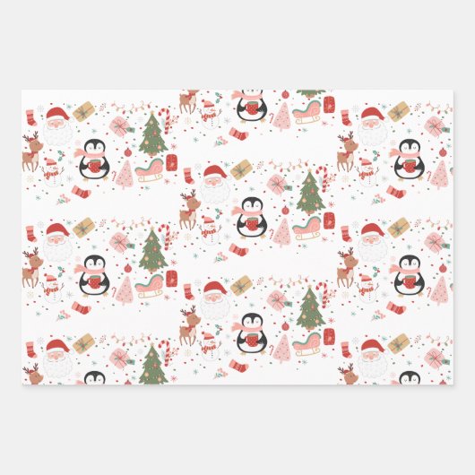 Wat een leuke kerstverjaardag inpakpapier vel (Voorkant 2)