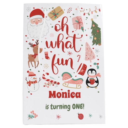 Wat een leuke kerstverjaardag medium cadeauzakje (Voorkant)