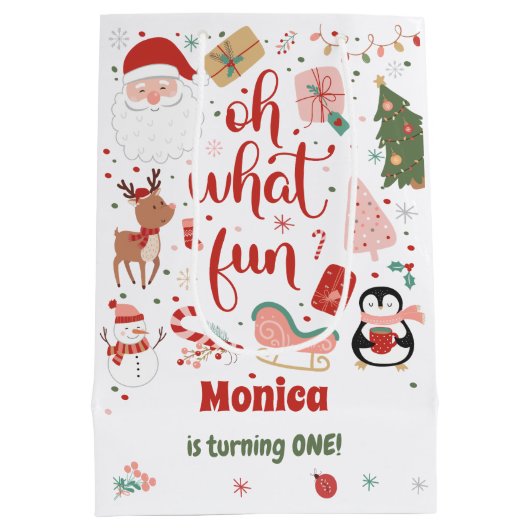 Wat een leuke kerstverjaardag medium cadeauzakje (Achterkant)
