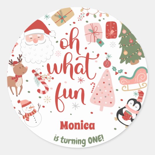 Wat een leuke kerstverjaardag ronde sticker (Voorkant)
