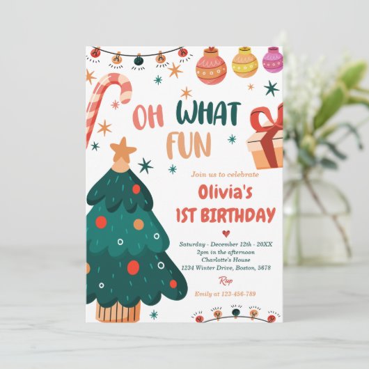 Wat een leuke Kerstverjaardagsfeest Kaart (Staand voorkant)