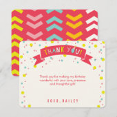 Wat een leuke Kleurrijke Confetti Chic Meisjes Ver Bedankkaart (Voorkant / Achterkant)
