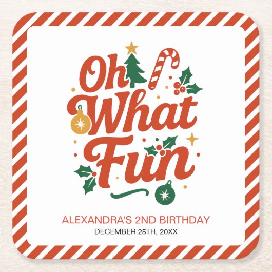 Wat een leuke retro kerstdag kartonnen onderzetters (Voorkant)