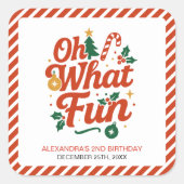 Wat een leuke retro kerstdag vierkante sticker (Voorkant)