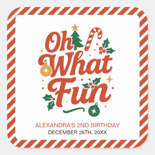 Wat een leuke retro kerstdag vierkante sticker (Voorkant)