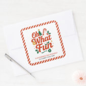 Wat een leuke retro kerstdag vierkante sticker (Envelop)