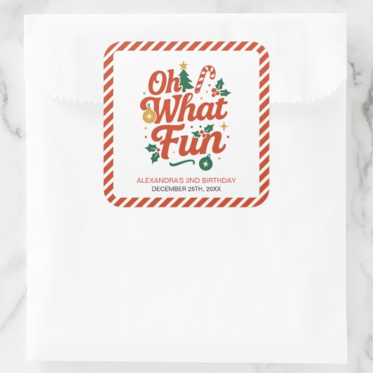 Wat een leuke retro kerstdag vierkante sticker (Tas)