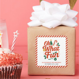 Wat een leuke retro kerstdag vierkante sticker