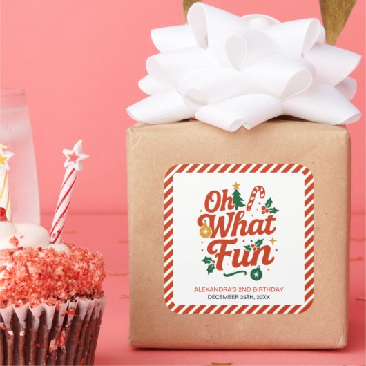 Wat een leuke retro kerstdag vierkante sticker (Feest)